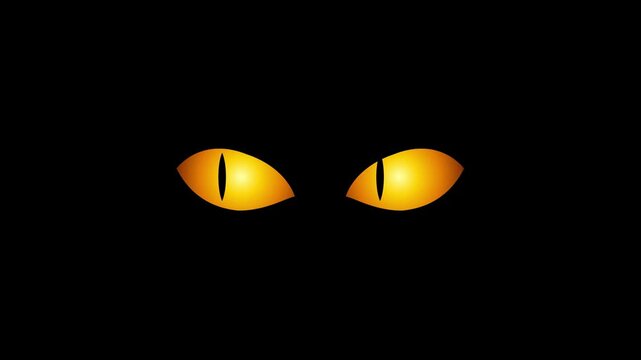 Glowing animal eyes staring from the darkness of a black background