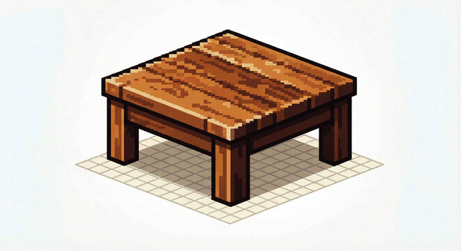 3D pixel art style table