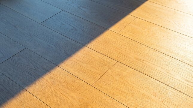 Wooden flooring with natural sunlight and shadow pattern