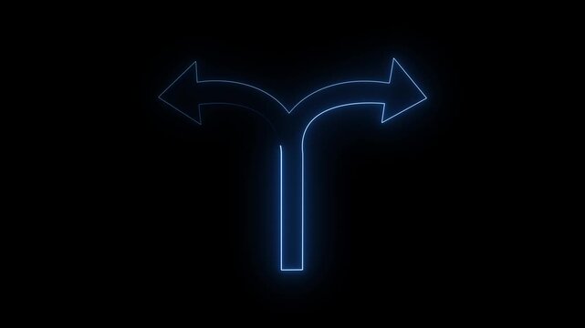 neon split direction arrow animation with glowing curved navigation arrows and futuristic motion effect.