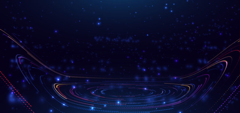Futuristic abstract technology background featuring luminous circular waves.