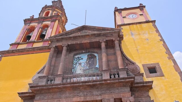 Parish Church Of San Juan Bautista Yellow Cantera Facade San Juan del Rio