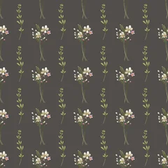 Seamless background, dark brown floral pattern, vintage botanical texture with flowers. Perfectly for fabric, wrapped paper, backdrop. Hand drawing. © Larisa