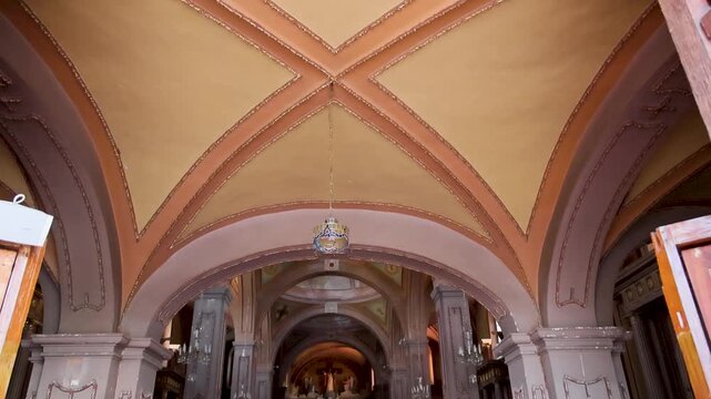 Vaulted Ceiling And Nave Interior San Juan Bautista Parish Church Mexico