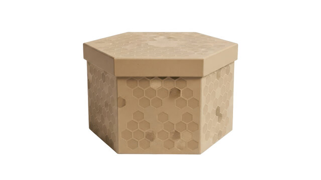 Small hexagon cardboard gift box with honeycombs pattern