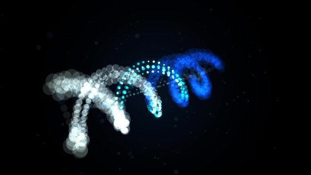 Double helix DNA strand formation made of glowing blue light particles a scientific visualization of a molecule constructed from digital points