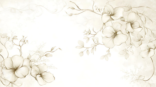 Elegant floral illustration featuring delicate petals and graceful botanical leaves.