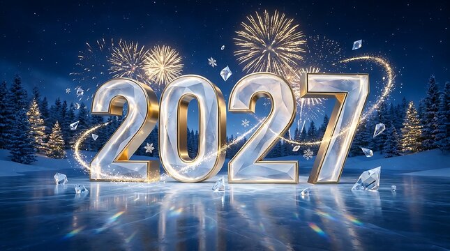 Spectacular new year 2027 celebration a brilliant display of fireworks and festive city lights