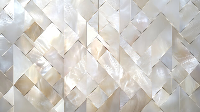 Iridescent mother of pearl mosaic pattern featuring geometric decorative shapes.