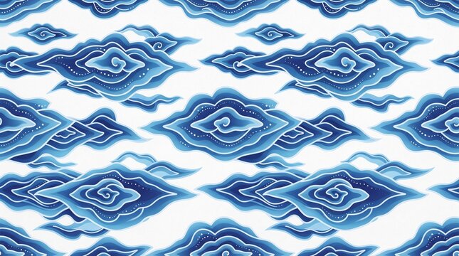 Traditional Indonesian Batik Cloud Pattern &ndash; Elegant Javanese Textile Design