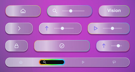 Fototapeta premium Flat ui toggle switches and buttons isolated on purple background Vector