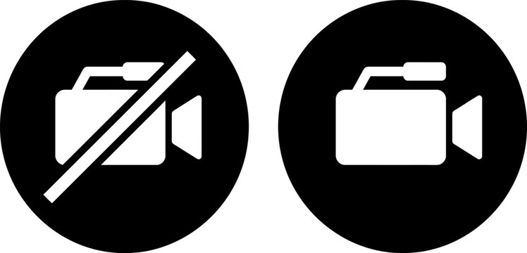 Video camera recording status icons with enabled and disabled symbols