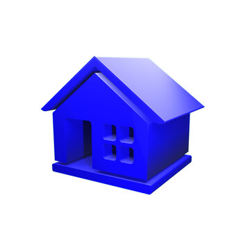 3D House icon logo isolated on transparent background.