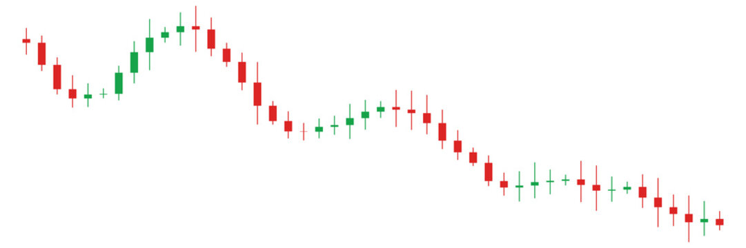 Descending triangle bearish continuation stock market chart pattern isolated on transparent background for analysis