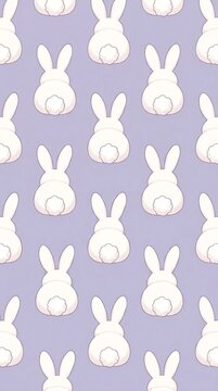 Cute Bunny Pattern on Soft Purple Background for Spring Decor