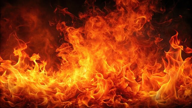 Ablaze with intense orange and red flames engulfing a dark space, inferno, fire,  inferno