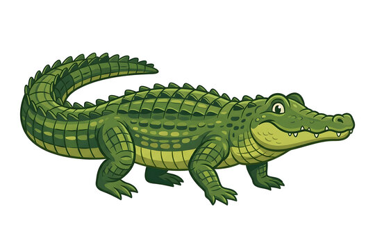 Cute Crocodile Vector Illustration Isolated on White Background
