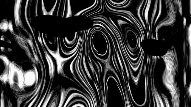 Abstract Black and White Liquid Topographic Lines Loop