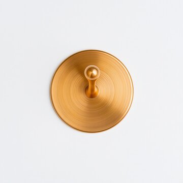 Brass wall hook with a circular backplate rests on a clean white surface.