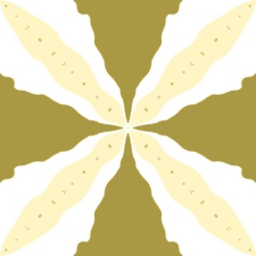 Abstract geometric seamless pattern with wavy symmetry shapes in olive green and crea