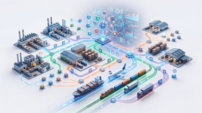 Automated supply chain network with digital logistics and smart tech