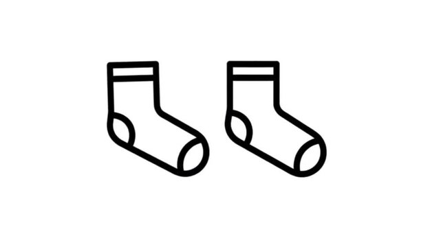 Minimalist continuous line drawing animation of a pair of socks clothing apparel
