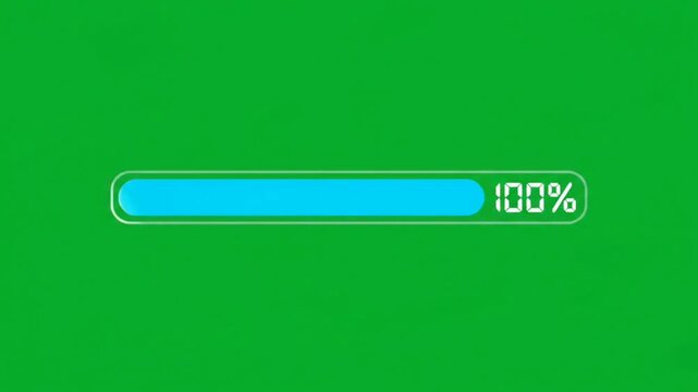 Loading Bar 100 Percent Progress Animation Green Screen 