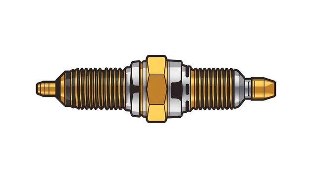 Spark Plug Flat Vector Illustration - Auto Parts Tool with Bold Black Outline.