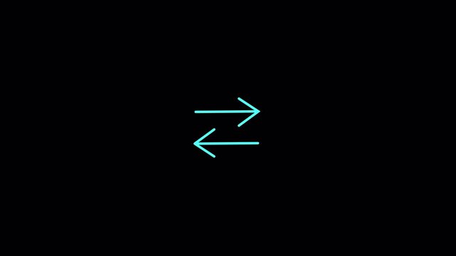 swap icon, Transfer arrows outline icon. Left right arrows simple line icon animation Transparent background 4k, linear style sign for mobile concept and web design, Alpha Channel