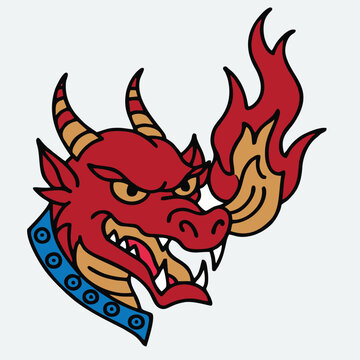spitfire dragon traditional tattoo style