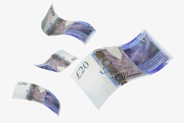 Obraz na płótnie Canvas 20 British pounds bank notes