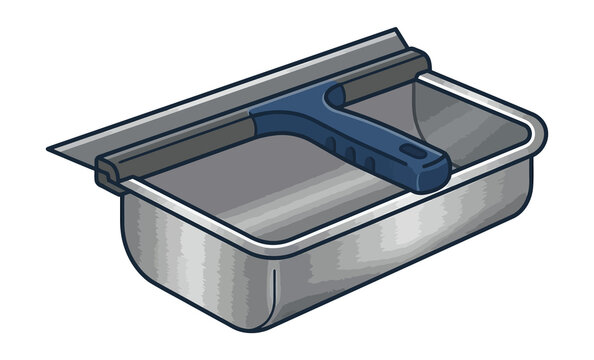 Drywall Mud Pan and Taping Knife Vector Illustration