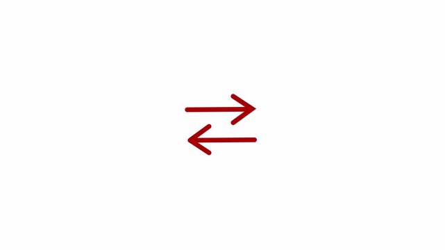 swap icon, Transfer arrows outline icon. Left right arrows simple line icon animation Representing Data Exchange or Transfer with Transparent background 4k,Alpha Channel