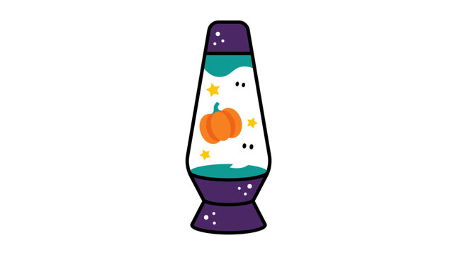 Retro lava lamp with pumpkin and stars design