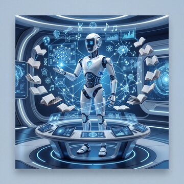 Humanoid robot learning with floating books in digital laboratory