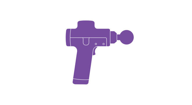 Purple percussion massage gun silhouette on a white background