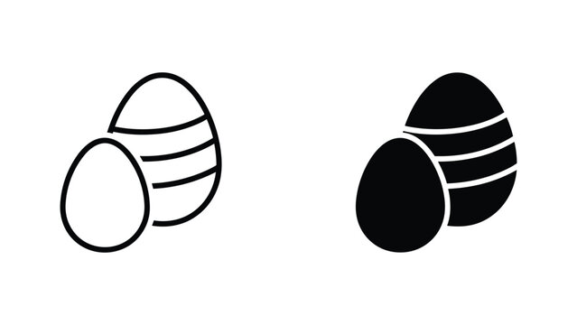 Pair of striped easter eggs vector icon illustration