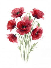 Obraz premium Vibrant Red Poppy Bouquet Wall Art Print for Botanical Home Decoration