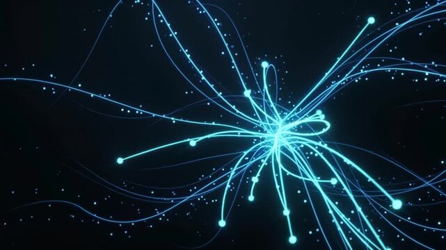 Blue light streaks expand and dissipate across a dark background
