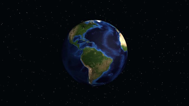 Globe zooming in from space to Leeds United Kingdom on world map.