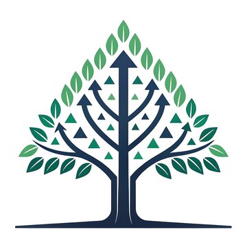 Strategic growth concept represented by an arrow-shaped tree with green foliage business growth green leaves eco friendly business stra