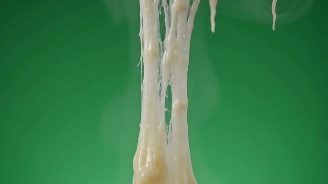 Stretchy melted cheese green screen pull with steam