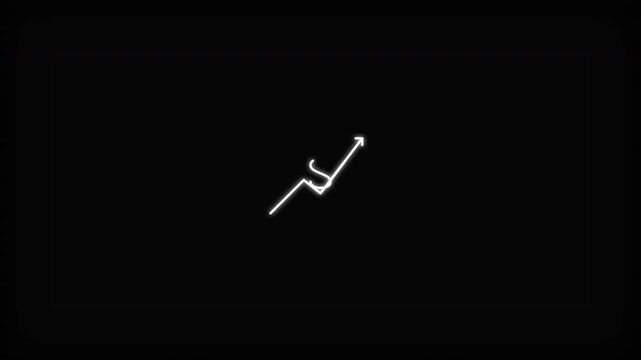 Minimalist financial chart with integrated dollar sign and upward arrow on black background, concept for income tracker, ideal for business presentations and financial planning apps.