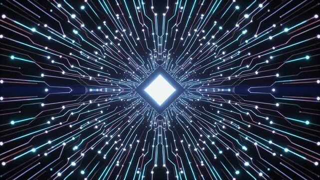 CPU Processor and Semiconductor Technology Concept with Digital Circuit Network