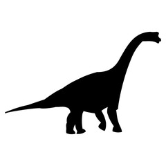 Brachiosaurus Dinosaur Silhouette Standing Isolated on White Background © AZIZUL