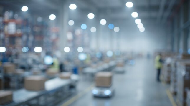 Automated ECommerce Supply Chain Blurred Logistics Warehouse Distribution Center