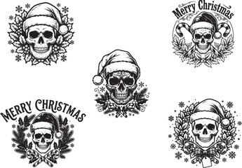 Fototapeta premium Merry Christmas Skull SVG