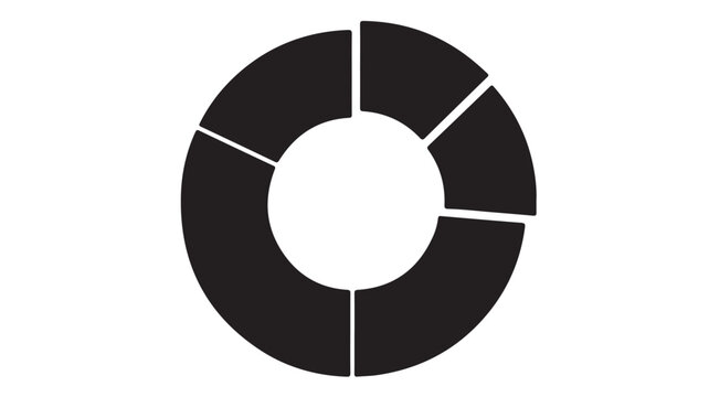 Minimalist black donut chart divided into five unequal segments on white background