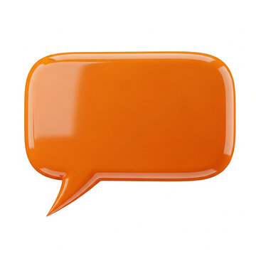 3d glossy orange speech bubble icon isolated on white background