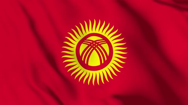 Waving flag loop featuring the national flag of Kyrgyzstan